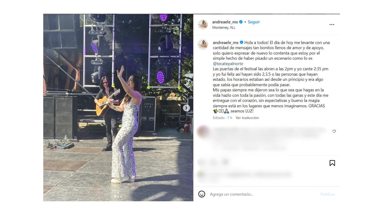 Andrea Ele se presentó en Pa'l Norte ante un escaso público.