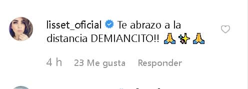 "
<b><a href="https://www.univision.com/famosos/ella-es-la-unica-ex-de-demian-bichir-que-le-envio-condolencias-por-la-muerte-de-su-esposa-en-instagram-fotos" target="_blank">¡Te abrazo</a></b> a la distancia, 'Demiancito'!", le escribió la también actriz, con quien lleva una buena relación.
<br>