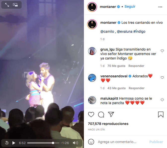 Otra hermosa muestra de amor del futuro abuelo es la forma en la que incluye al bebé de su hija en su día a día, como cuando publicó una serie de videos en donde Camilo canta con Evaluna en el escenario y Ricardo advierte que "tres" personas están "cantando en vivo": Camilo, Evaluna e Índigo.