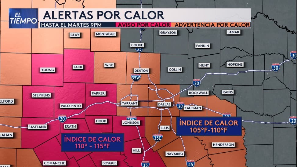 <b>Las alertas de calor seguirán vigentes en nuestra área hasta la noche de este martes</b>. Manténgase informado sobre las recomendaciones de seguridad.