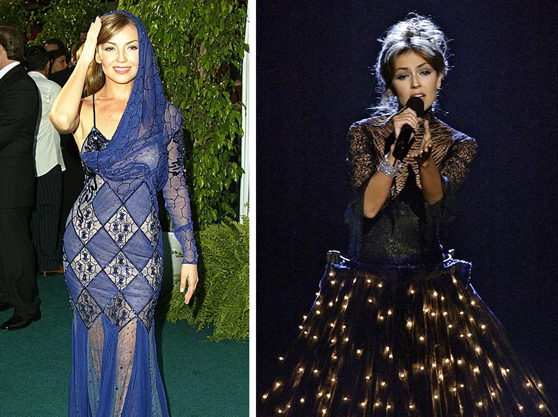 Años atrás, en 2002, la diva latina también acaparó miradas en la alfombra pues lució un vestido azul con transparencias pero en el escenario deslumbró a todo el público con ese vestido de luces, que la hizo brillar durante la interpretación de su tema 'No Me Enseñaste'.