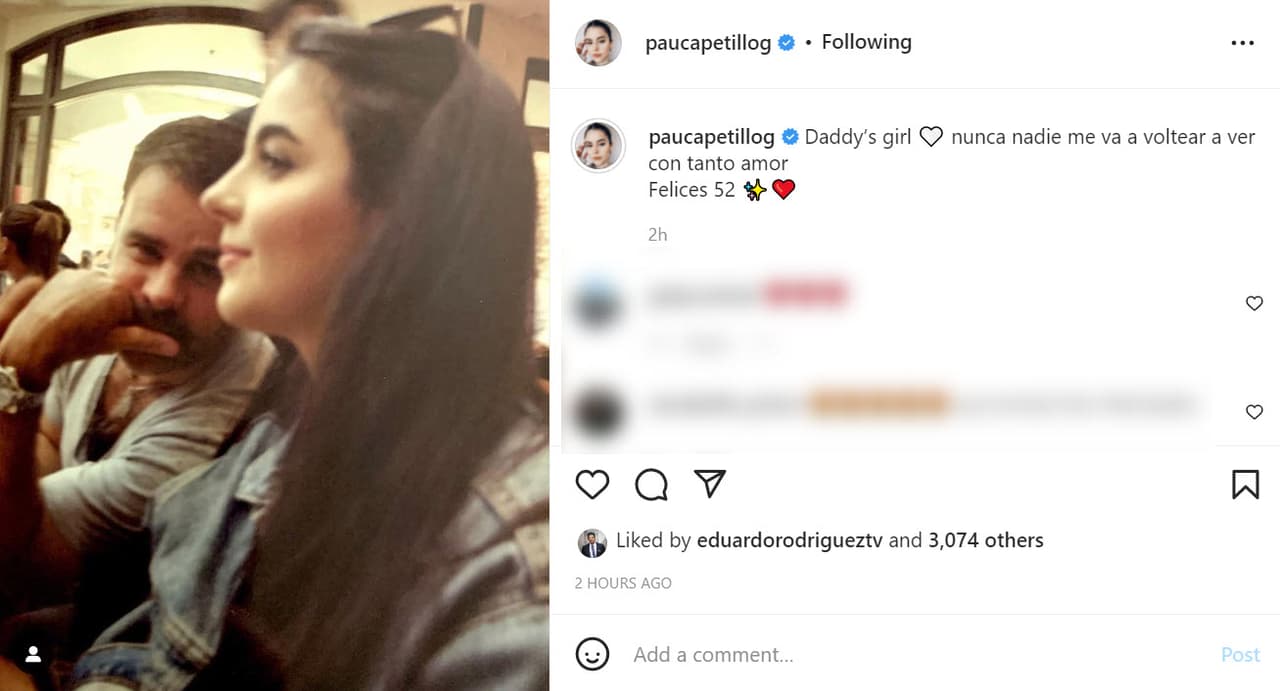 Ana Paula Capetillo también lo felicitó con esta publicación que hizo este miércoles 13 de enero: "Nunca nadie me va a voltear a ver con tanto amor. Felices 52", escribió.