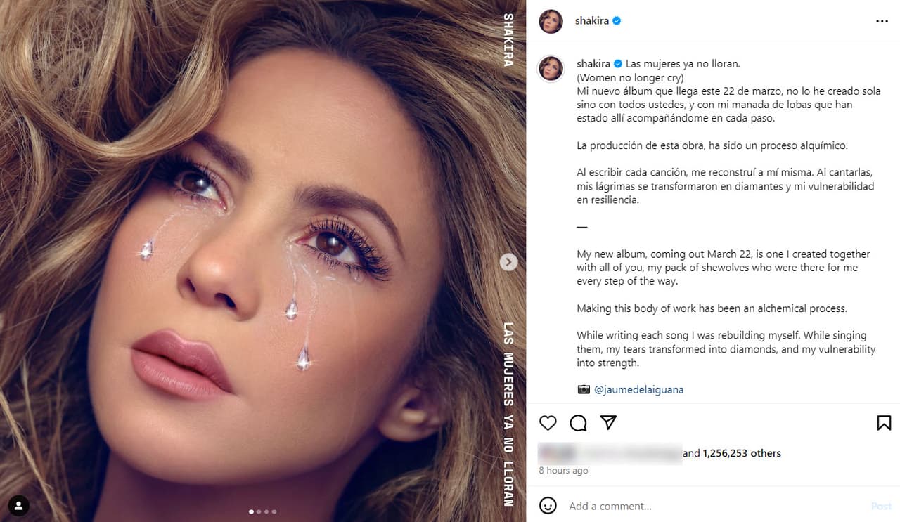 Shakira anuncia el laqnzamiento de su nuevo disco 'Las Mujeres Ya No Lloran'.
