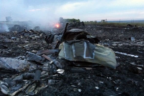 Una imagen muestra los restos del avión MH-17 de la aerolínea Malaysia Airlines que se dirigía a Kuala Lumpur.
