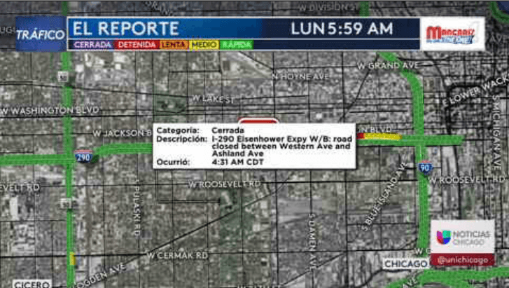 Tiroteo en la autopista  I-290 deja un herido y todos los carriles cerrados por investigación