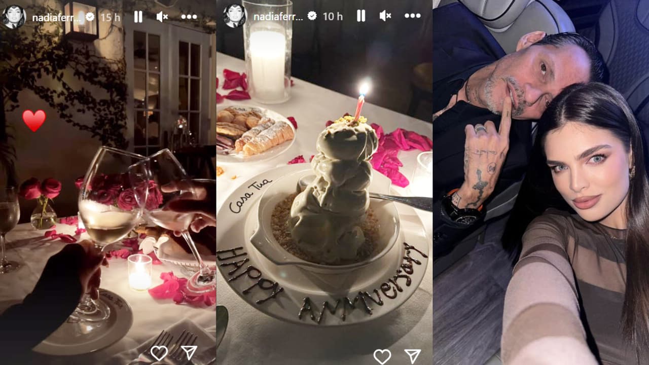 Nadia Ferreira y Marc Anthony celebraron su primer año de casados con una romántica cena.