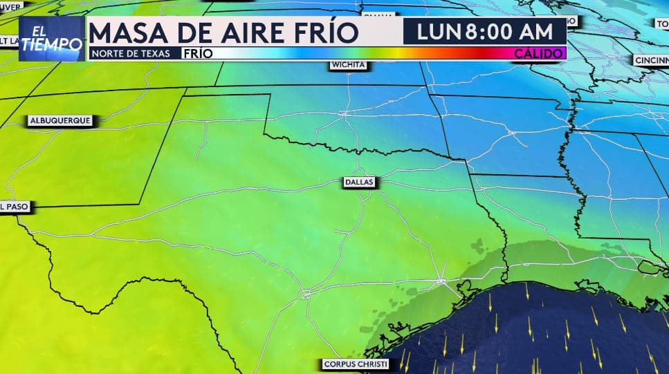 Frente frío bajará las temperaturas hasta los 36 F en zonas del norte de Texas