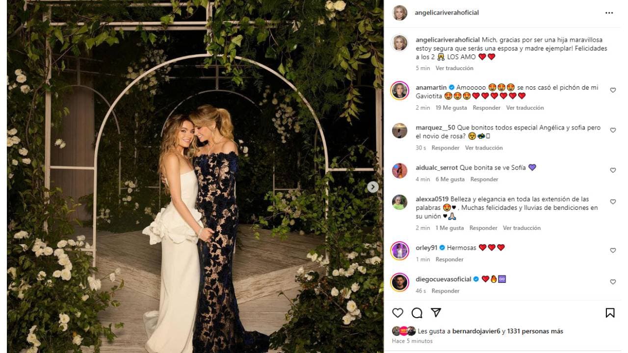 Angélica Rivera felicita a su hija Sofía Castro por su boda con Pablo Bernot.