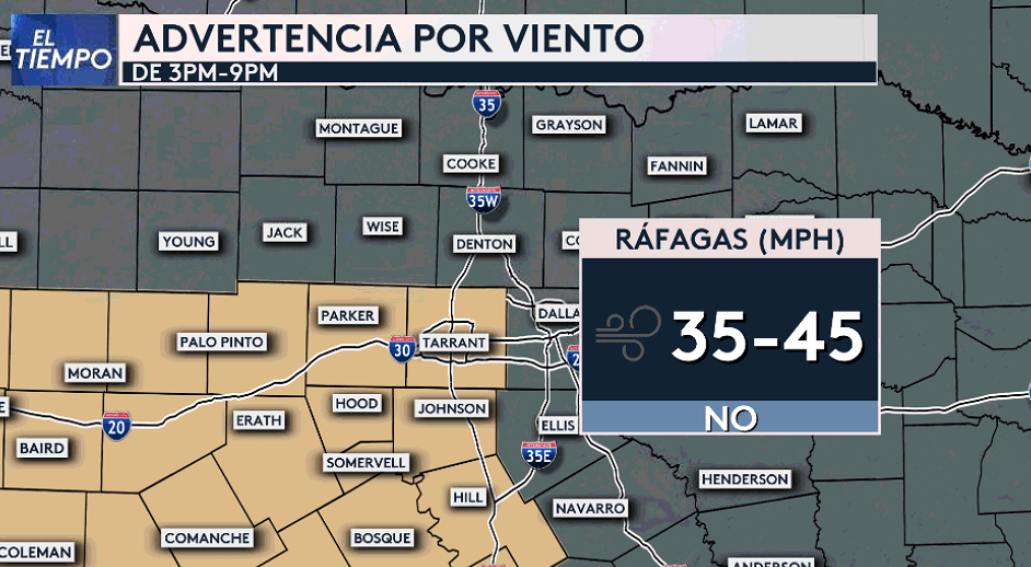 Los siguientes condados están bajo advertencia por viento.