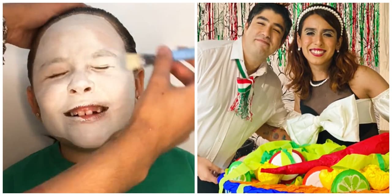 Papás disfrazan a su hija de plato de pozole y causan furor en TikTok: trae hasta sus rabanitos