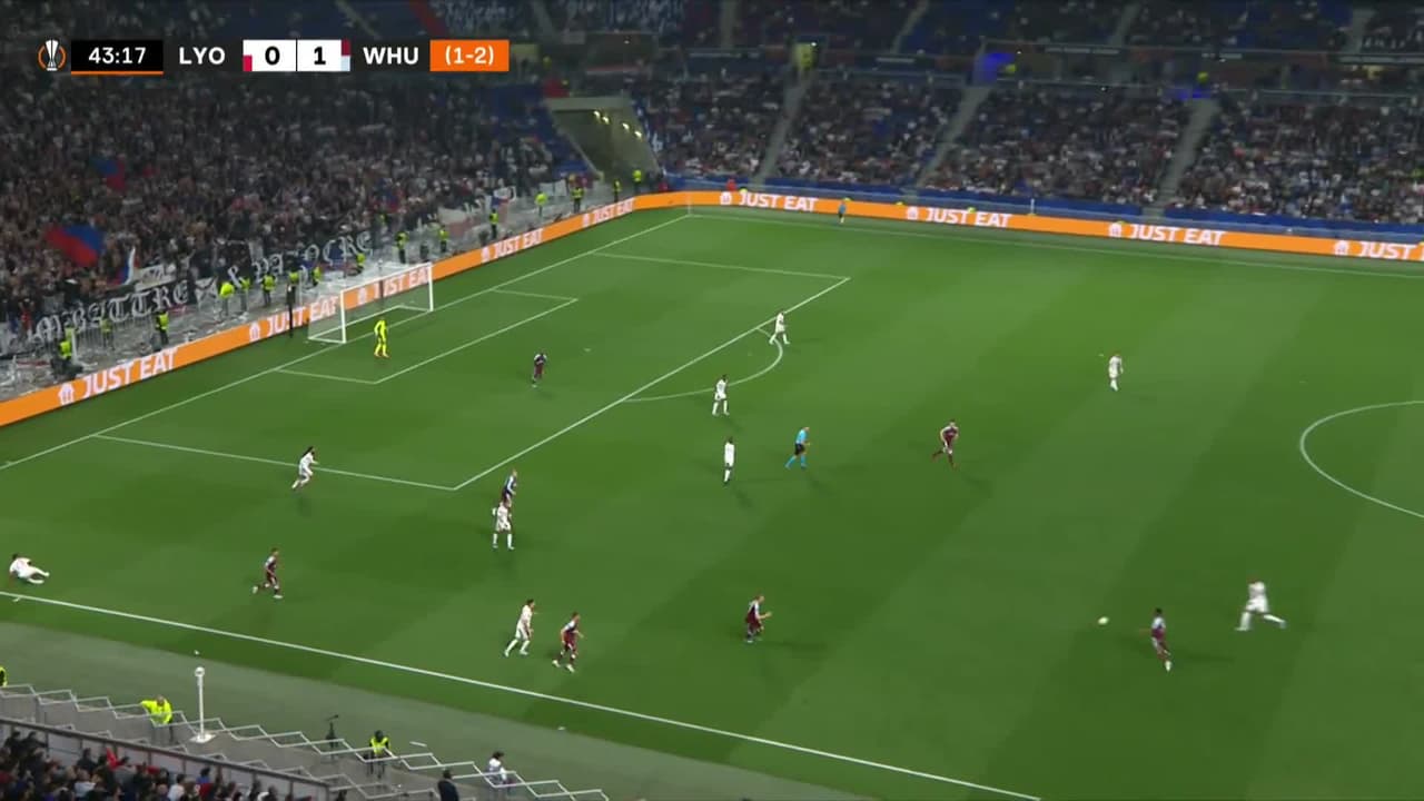 ¡El segundo de los Hammers! Declan Rice hace el 0-2 sobre Lyon