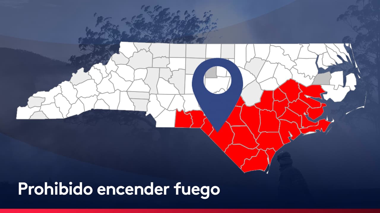 Emiten prohibición de fuegos y quemas en estos 26 condados de NC por riesgo de incendios