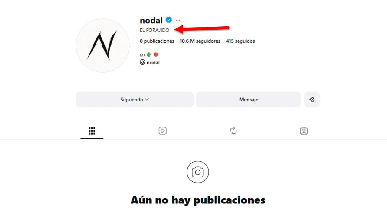 El Forajido aparece en el perfil de Nodal.