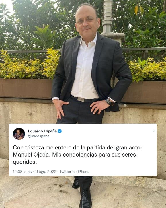 <b>Lalo España</b> lamentó la partida del primer actor y envió sus condolencias a la familia.