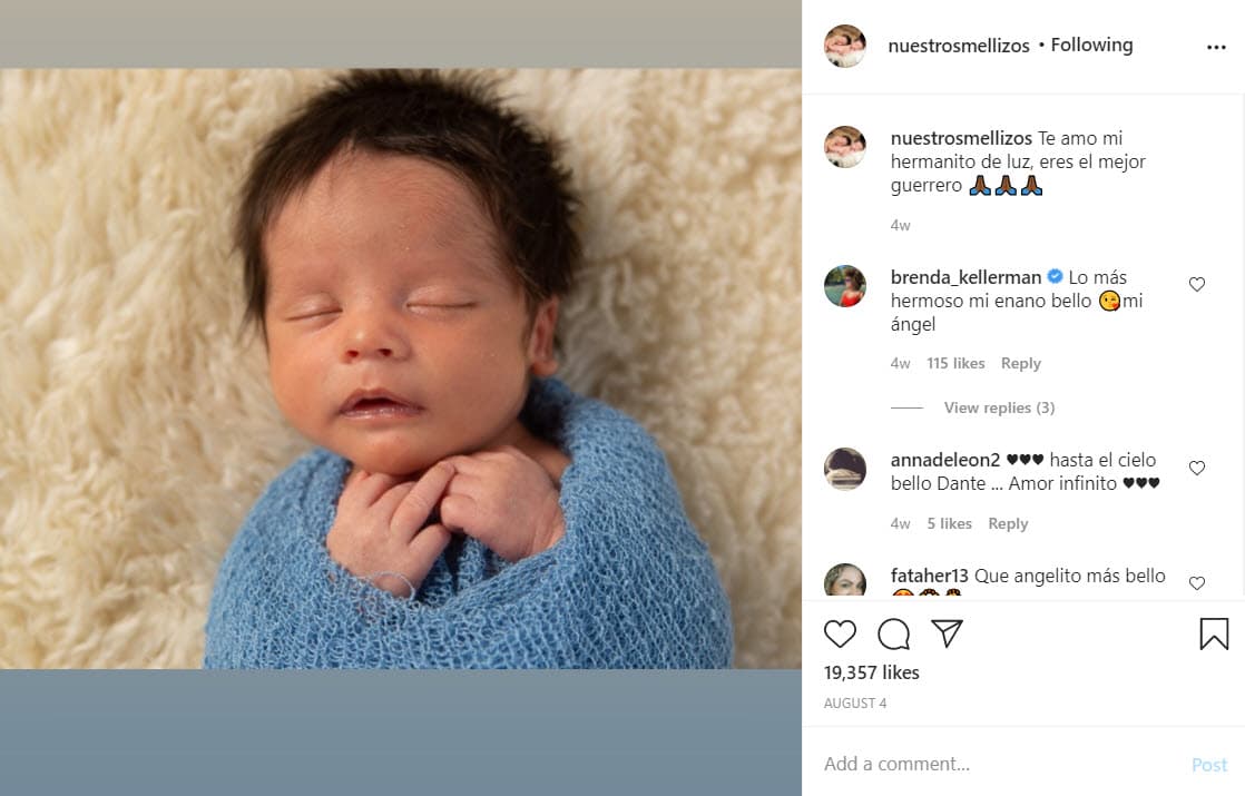 Esta es la publicación más reciente sobre el fallecido bebé, con fecha del 4 de agosto, un día después de su 
<b>primer aniversario luctuoso.</b>
<br>