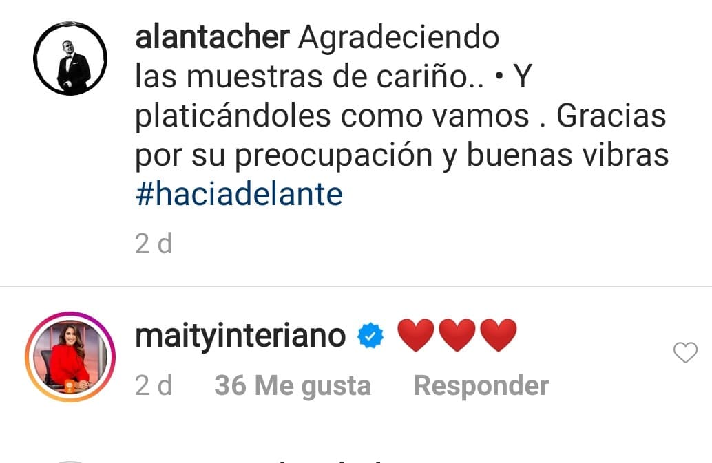 Mientras está en confinamiento, Alan y su esposa han agradecido las palabras y mensajes de sus amigos del show.