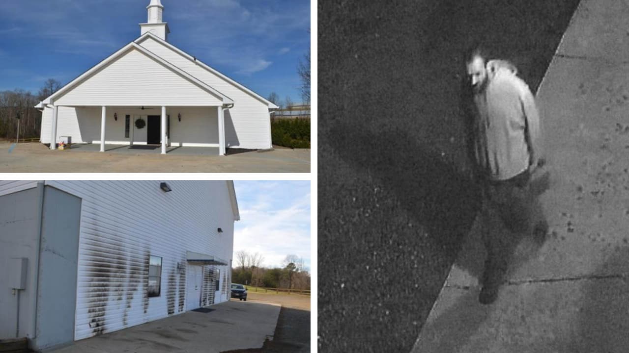 Buscan a hombre acusado de prender fuego a iglesia de Georgia en Navidad