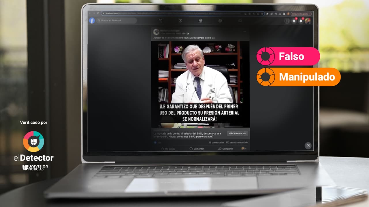 Ese producto que supuestamente elimina la hipertensión después del primer uso utiliza falsamente la imagen del cardiólogo Valentín Fuster