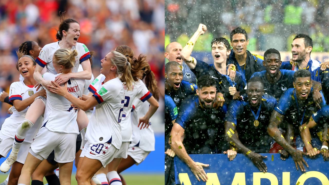 <b>EEUU gana el Mundial de fútbol femenino en 2019 y obtiene 4,000,000 de dólares. Francia gana el Mundial de fútbol masculino en 2018 y recibe 38,000,000 de dólares. </b>Este año los equipos participantes del Mundial femenino se repartieron en total unos 30 millones de dólares, el doble de lo que les correspondió en 2015. Aunque fue un aumento considerable esto es solo una fracción de la cantidad que se reparte entre los participantes del Mundial masculino, que en 2018 alcanzó los 400 millones de dólares.