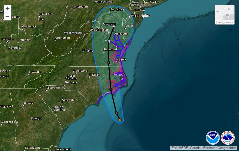 Lluvia y fuertes vientos, así tocó tierra la tormenta tropical Ophelia en Carolina del Norte