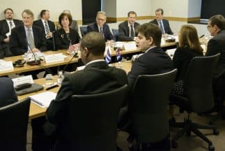 La reunión entre ambas delegaciones de este jueves.