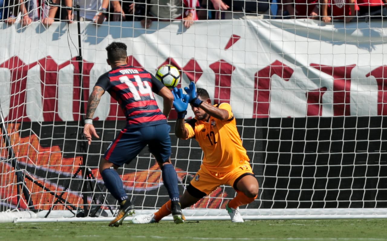Action photo during the match United States vs panama, corresponding Group B of the CONCACAF Gold Cup 2017, at the Action photo during the French Honduras vs Costa Rica, A-Group of the 2017 CONCACAF Gold Cup, at the NIssan Stadium in Nashville, in the photo: Foto de accion durante el partido Estados Unidos vs Panama, Correspondiente al Grupo -B- de la Copa Oro de la CONCACAF 2017, en el Estadio Nissan de Nashville, en al foto: Dom Dwyer USA y Jose Calderon Panama 08/07/2017/MEXSPORT/John Dorton
