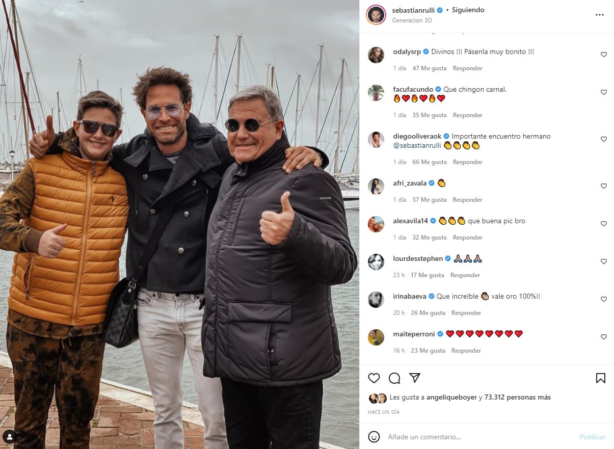 Famosos reaccionan a la fotografía en la que Sebastián Rulli posa junto a su hijo Santiago y su padre.