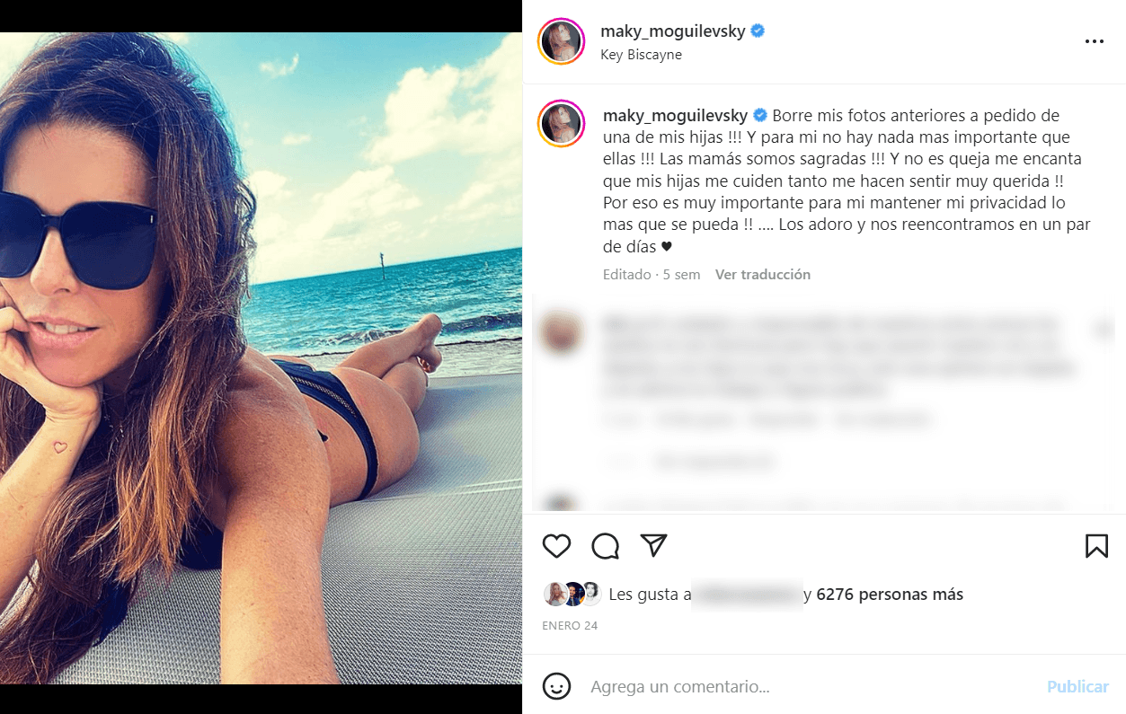 Maky informa qué borró sus fotos en bikini de Instagram.