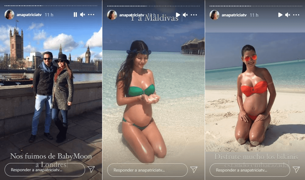 Relató que se fue de baby moon junto con su esposo Luis Carlos Martínez. Visitaron Londres y Las Maldivas.