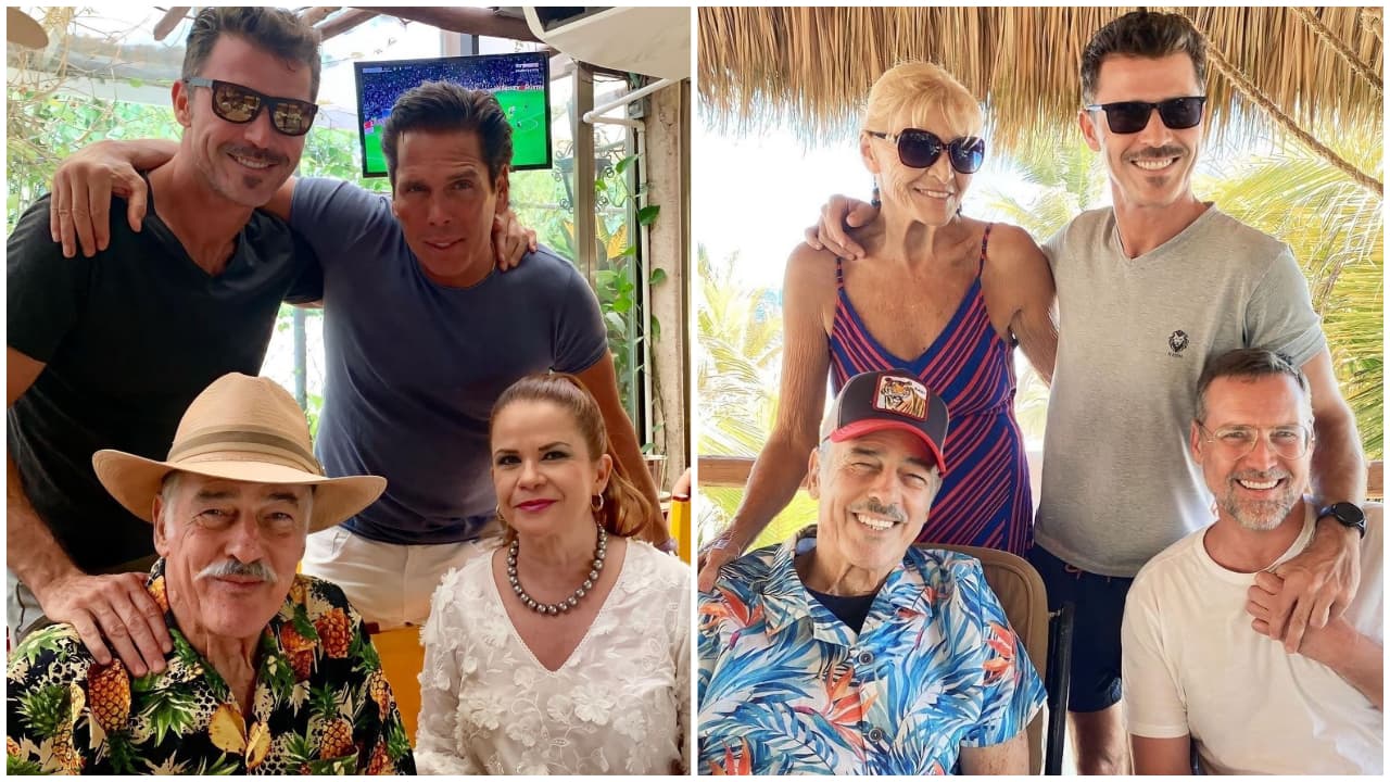 Foto1: Andrés García, Leonardo, Roberto Palazuelos y Margarita Portillo. Foto 2: Andrés, Sandy Vale, Leonardo y Andrés Jr.