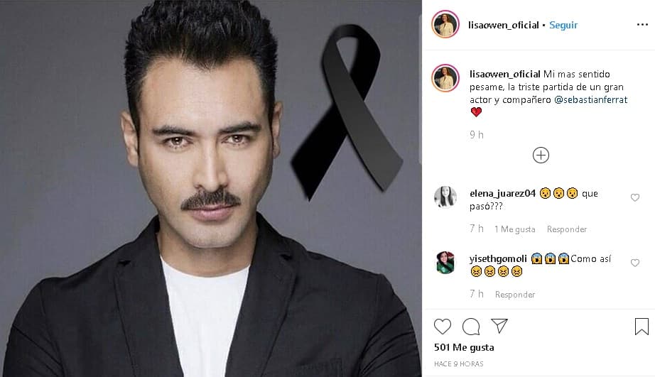 Lisa Owen, quien fuera compañera de Ferrat en 'El Señor de los Cielos', escribió en Instagram: "Mi más sentido pésame, la triste partida de un 
<b>gran actor y compañero</b>".