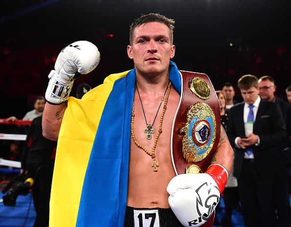 INGLEWOOD, CA - DECEMBER 17: Oleksandr Usyk of the Ukraine poses with his belt after beating Thabiso Mchunu of South Africa to win the WBO Cruiserweight title at The Forum on December 17, 2016 in Inglewood, California. (Photo by Harry How/Getty Images)