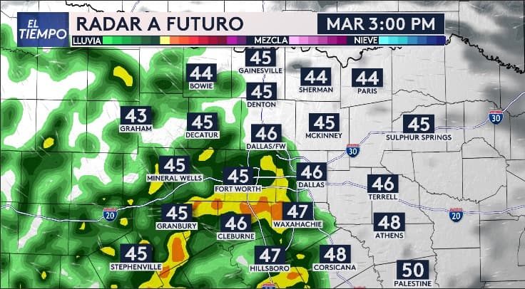 Las tormentas comenzarán a eso de las 3:00 pm y entrarán por Fort Worth.