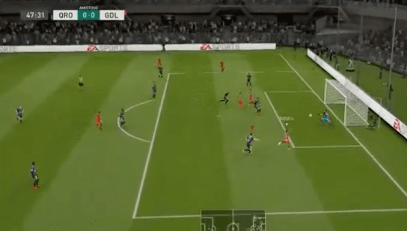 Chivas vence al Querétaro 0-2 con Beltrán en los controles del FIFA 20, sobre Marcel Ruiz.