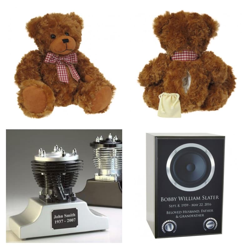 Hasta US$1,500 puede costar una de estas urnas funerarias hechas especialmente para decorar el hogar. Son fabricadas por la empresa In the Light Urns. El osito tiene una cabida en su espalda para depositar las cenizas de niños fallecidos. Cuesta US$45.