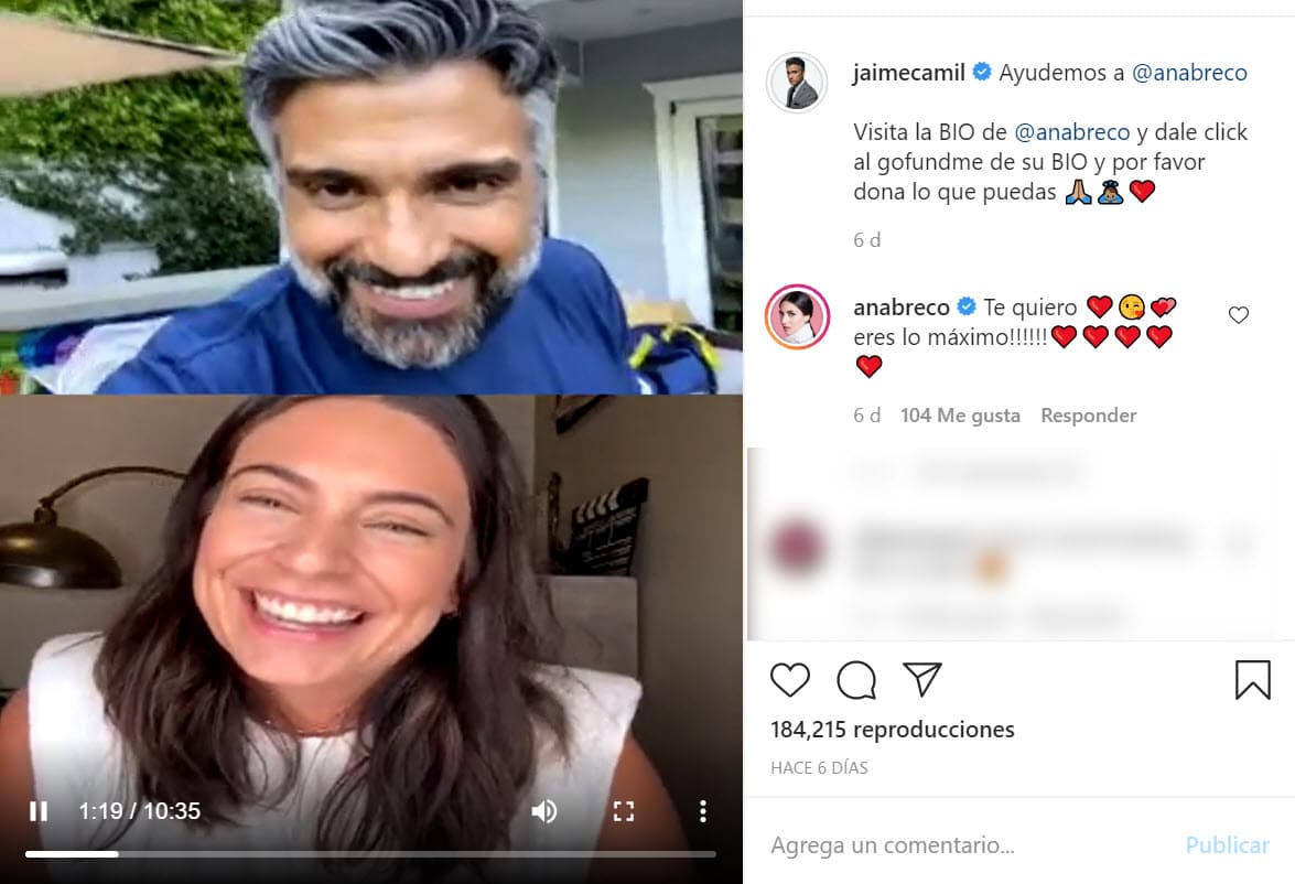 Hace unos días el actor mexicano hizo un 'live' en Instagram con Ana Brenda para 
<b>pedir el apoyo</b> de sus seguidores y lograr la meta.
<br>