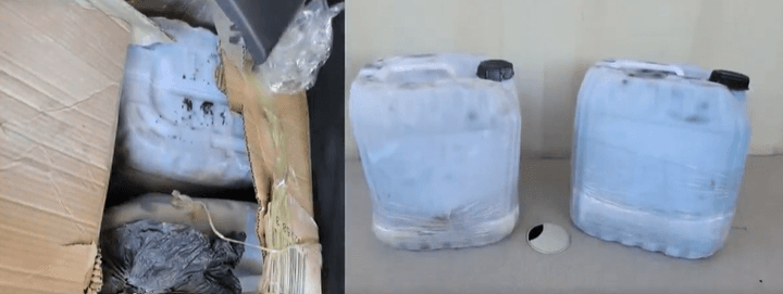 Miles de 
<b>píldoras de fentanilo fueron localizadas dentro de contenedores</b>.