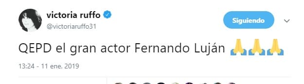 La exesposa de Derbez, la actriz Victoria Ruffo fue de las primeras en lamentar la muerte del histrión. Victoria y Fernando nunca llegaron a trabajar juntos.