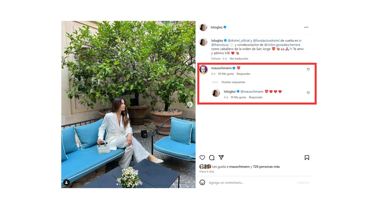 El intercambio de mensajes entre Mauricio Ochmann y Lorena González.