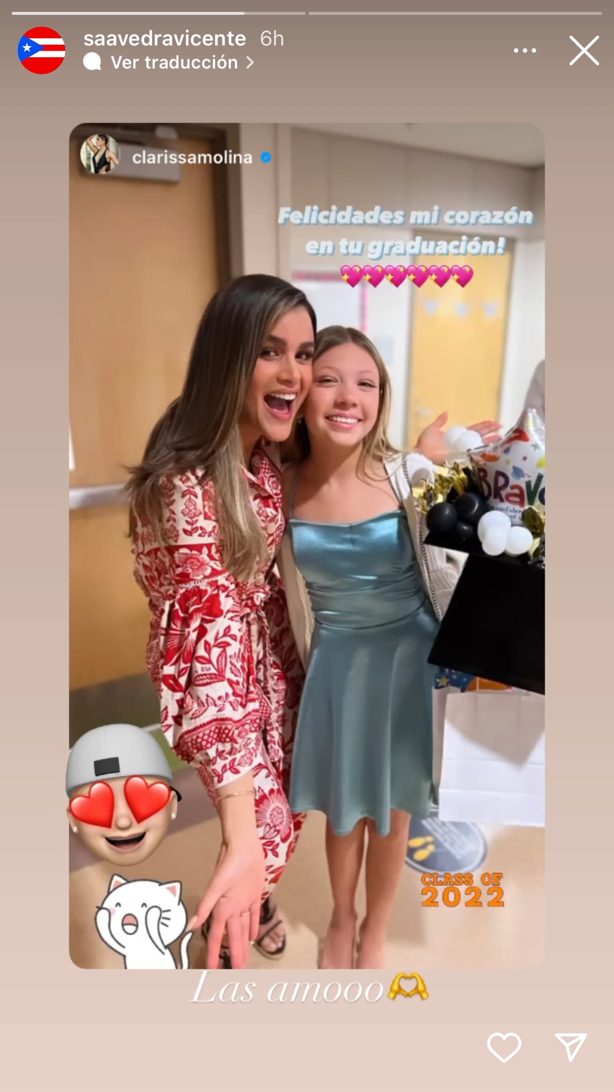 Desde su cuenta de Instagram, Vicente Saavedra replicó una de las fotos de su futura esposa y agregó un contundente "las amo".