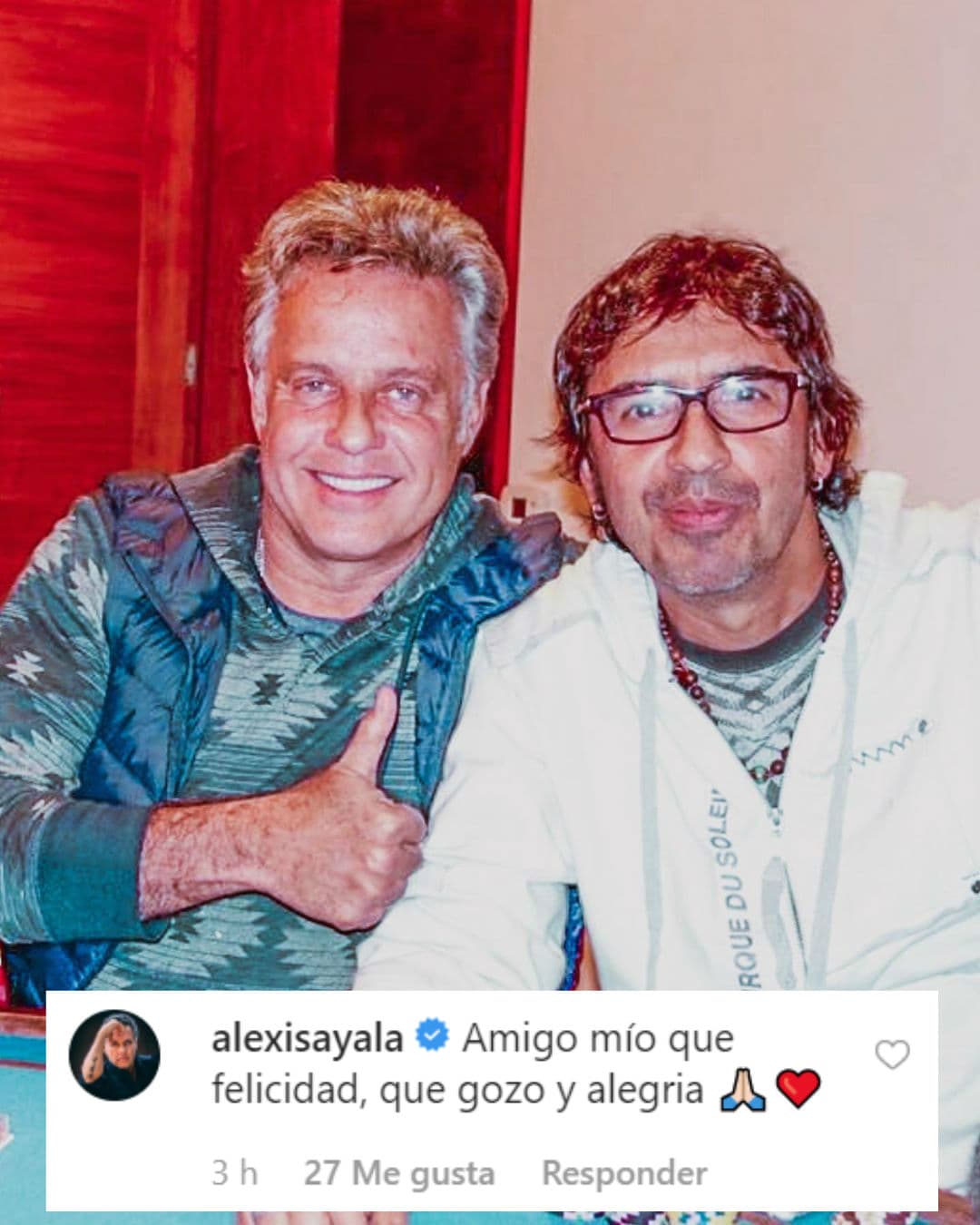 Alexis Ayala manifestó su felicidad y gozo por saber que el productor está de vuelta.