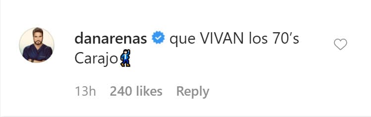 El compatriota de las chicas Vergara escribió: "
<b><a href="https://www.univision.com/famosos/tiene-40-anos-y-no-le-has-conocido-una-novia-las-confesiones-de-daniel-arenas-que-te-dejaran-con-la-boca-abierta-fotos" target="_blank">Qué vivan los 70s</a></b>, carajo".