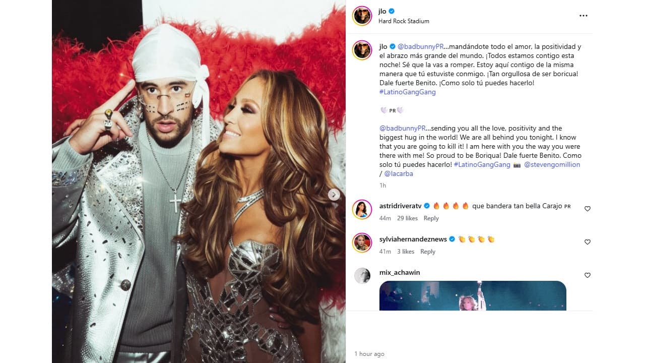 JLo le envía mensaje a Bad Bunny.