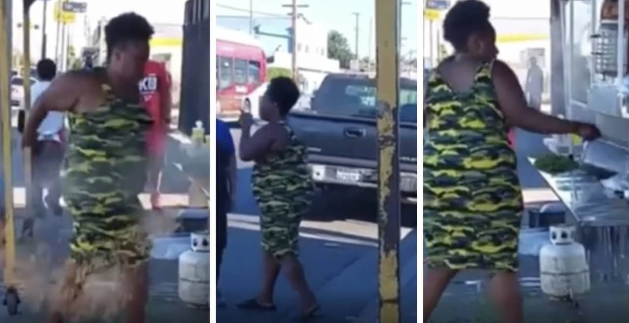 Tiró los contenedores y escupió la comida: Captan en video agresión contra taqueros en Los Ángeles