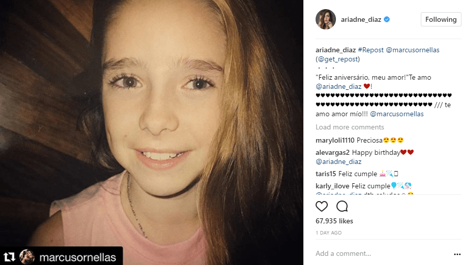 Ante el post que recibió Ariadne, la actriz agradeció el detalle con el siguiente mensaje: "Te amo amor mío!!! @marcusornellas.