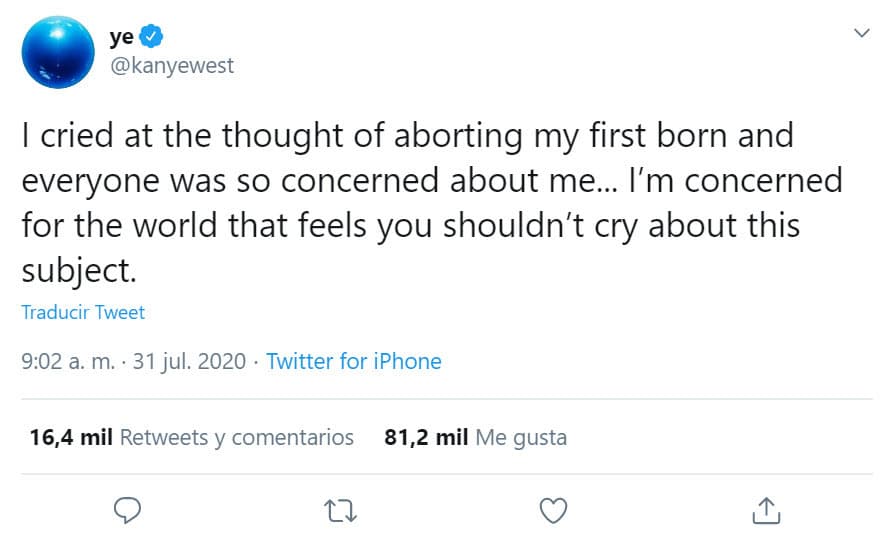 "
<b>Lloré al pensar en abortar a mi primogénita</b> y todos estaban muy preocupados por mí... Me preocupa el mundo que siente que no debería llorar por este tema", externó en su mensaje.
<br>