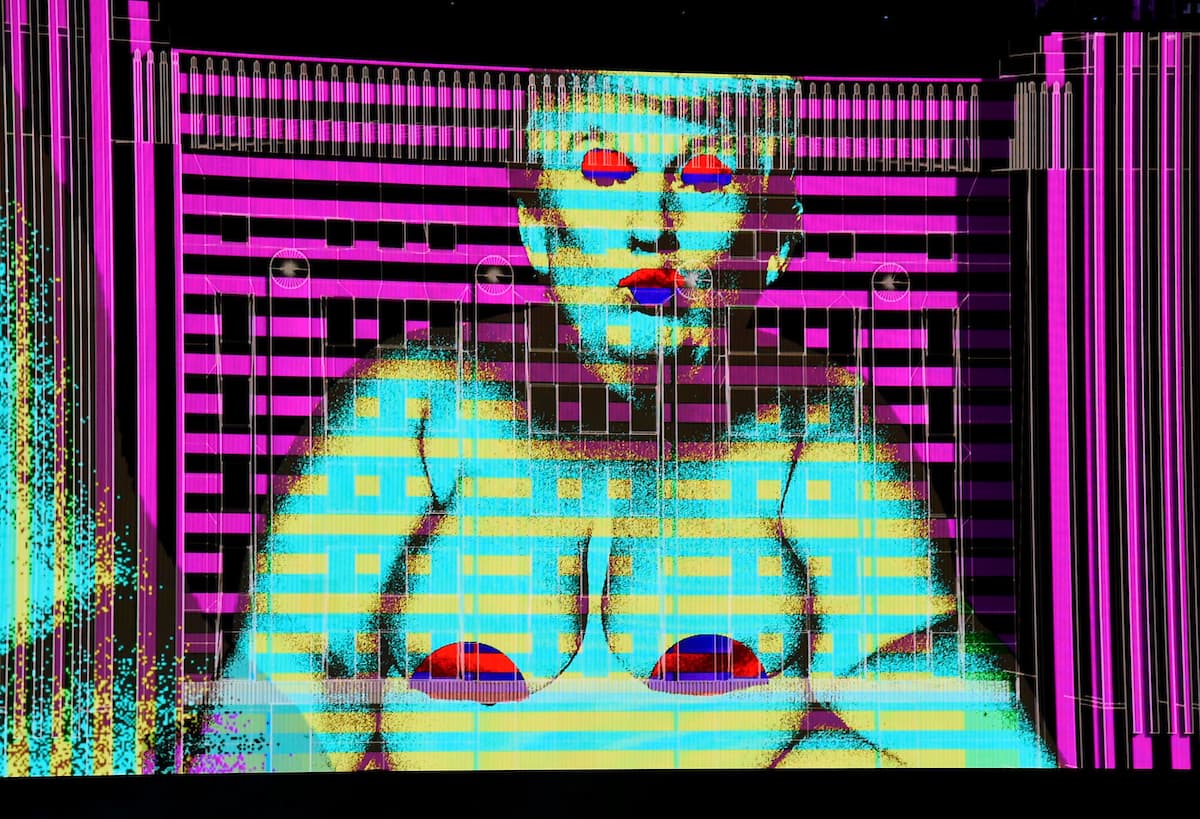 INDIO, CA - OCTOBER 09: An illustration of Donald Trump appears on the screen during Roger Waters performance at Desert Trip at The Empire Polo Club on October 9, 2016 in Indio, California. (Photo by Kevin Mazur/Getty Images for Desert Trip)