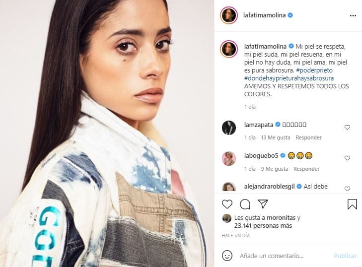 A la nota original, Fátima Molina agregó la frase: "Amemos y respetemos todos los colores".