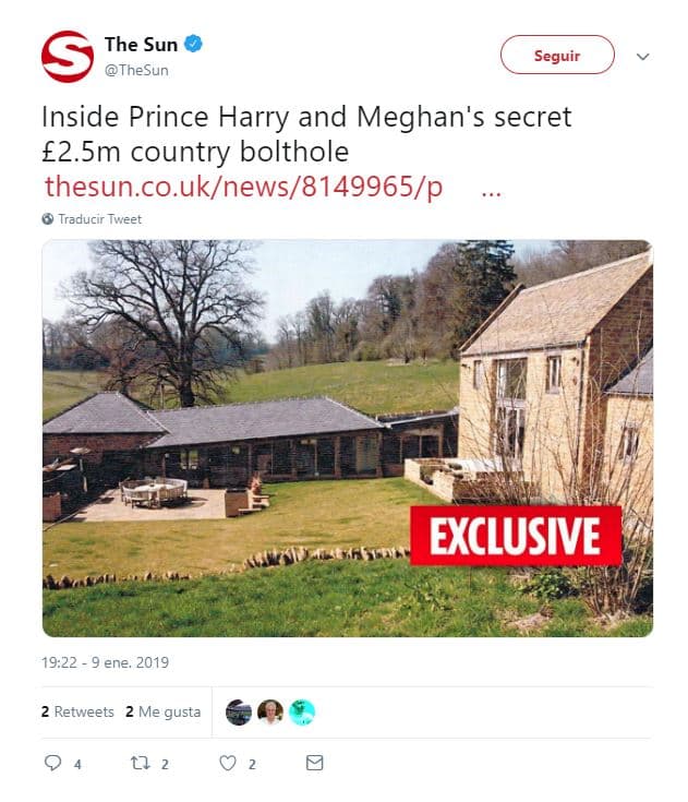 La fotografía publicada por The Sun muestra la casa de campo después de unos trabajos de renovación que se completaron en 2011. La imagen fue incluida en un documento público y de libre acceso.