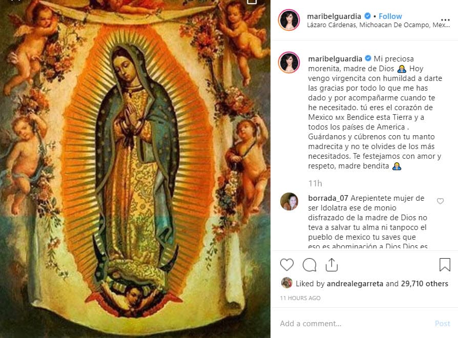 Con un mensaje de amor y respeto, 
<b><a href="https://www.univision.com/famosos/maribel-guardia-celebra-a-su-marido-recordando-su-boda-asi-ha-sido-su-historia-de-amor-fotos">Maribel Guardia</a></b> le agradeció "con humildad todo lo que me has dado y por acompañarme cuando te he necesitado. Tú eres el corazón de Mexico. Bendice esta tierra y a todos los países de América", es parte de lo que escribió.